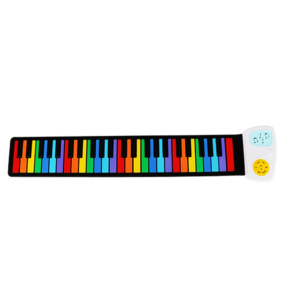 Дети 49 ключ Динамик ручной рулон пианино портативный складной Электронная Мягкая клавиатура малыш музыкальная игрушка - Цвет: white-multicolor