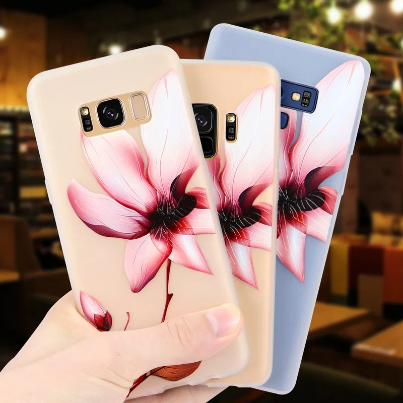 

3D Relief Lotus Flower Case For Funda iPhone X 10 6 6S 7 8 Plus Soft TPU Floral Back Cover For Samsung Note 9 8 S8 S9 Plus Coque