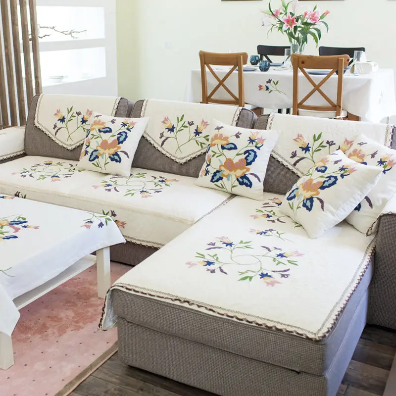 Tarohome Sofa Cushion For Living Room Artificial Embroidery Non slip ...