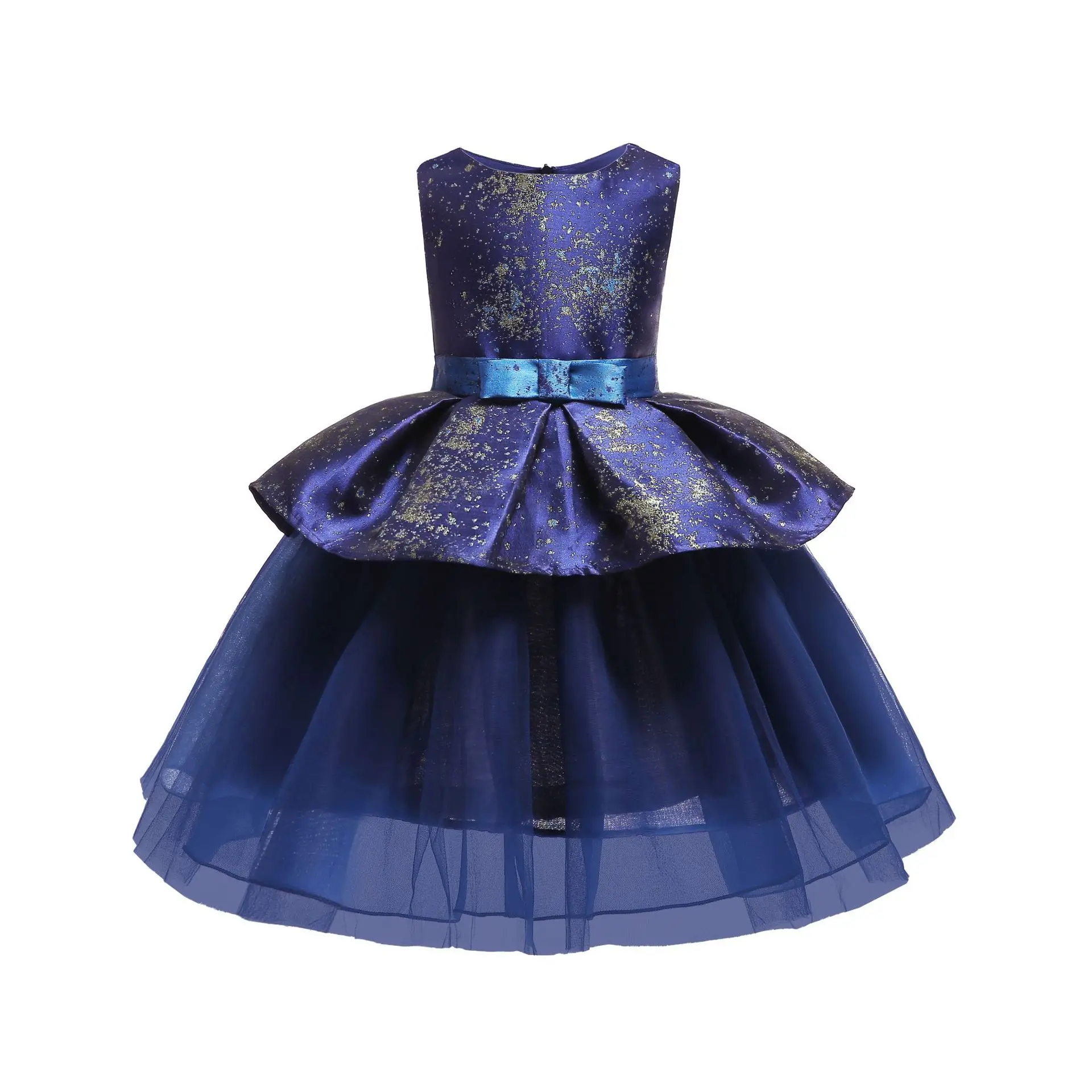 

2018 Limited Promotion Cotton Knee-length Cute Tiered Vestido Infantil Girls Dresses Children's Starry Jacquard Dress Princess