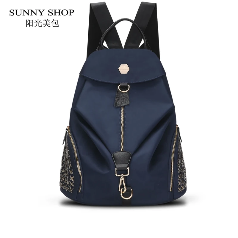 SUNNY SHOP 2017 New Oxford Waterproof Backpack Casual Fashion Rivets School Bags Casual Backpack For Women
