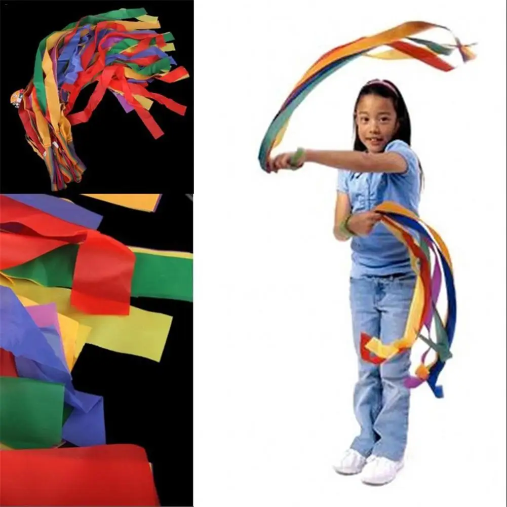 100CM Children Colorful Rainbow Streamer Dance Interactive Color Ribbon