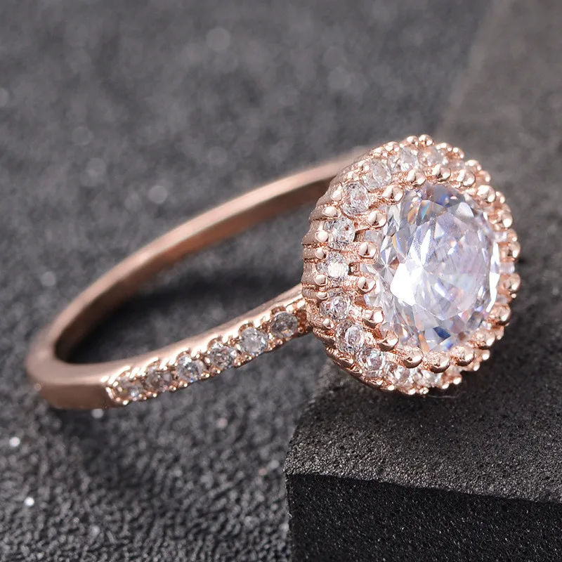 Top Quality Big Round Cubic Zirconia Rings Wedding Engagement Crystal