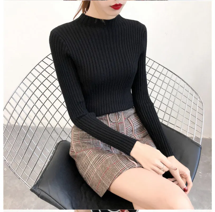 Disappearancelove 2019 осень водолазка вязаный свитер женский простой досуга дамы Топ Модный пуловер Для женщин кашемировые свитера