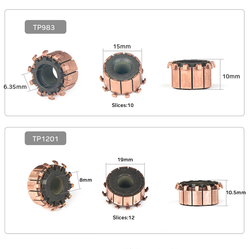 TUNGFULL 15x6,35x10 мм 2 шт. медный стержень двигатель генератора переменного тока коллектор микро-просверленные тона коллектор для арматуры