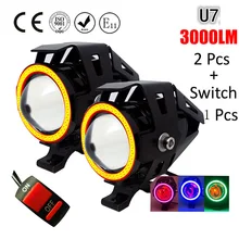 Huiermeimi 2 шт. 125 Вт мотоцикл фар 3000LMW мотоцикл spotlight U5 U7 светодио дный Moto для вождения автомобиля противотуманные Спот Глава свет лампы DRL