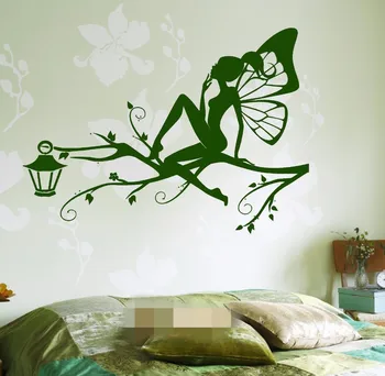 

New arrival Fairy On The Tree Branch for Kids Bedroom Wall Art Decal Sticker Removable Vinyl Transfer Stencil Mural Home Decor