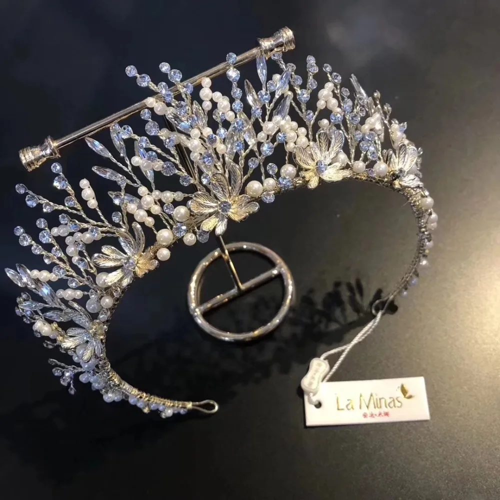 

Luxury Crystal Silver/Golden Crown Tiara Bigger Custom Made Rhinestones Royal Queen Princess Pageant Party Crown Bridesmaids