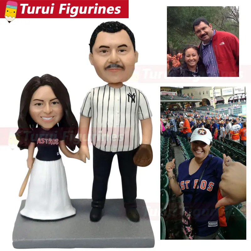 

American football figurine baseball figurines New York Yankees fan custom figurine doll custom bobble head couple