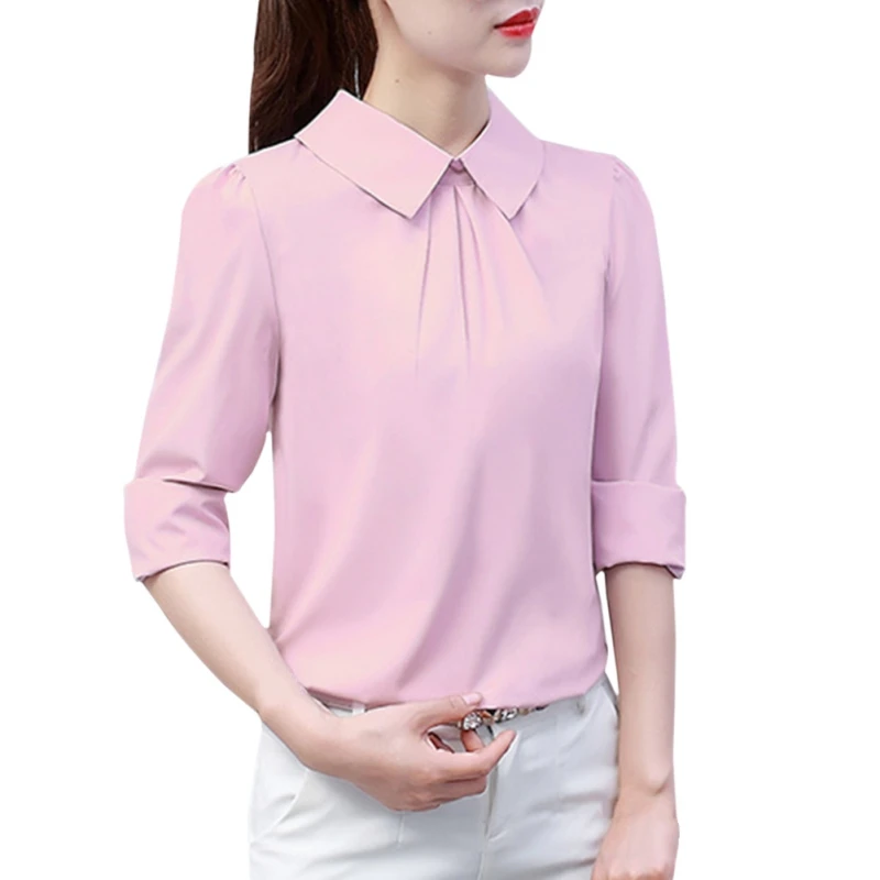 Women Tops Blouses Shirts New Fashion Top Femme Turn-Down Collar Long Sleeve White Blouse