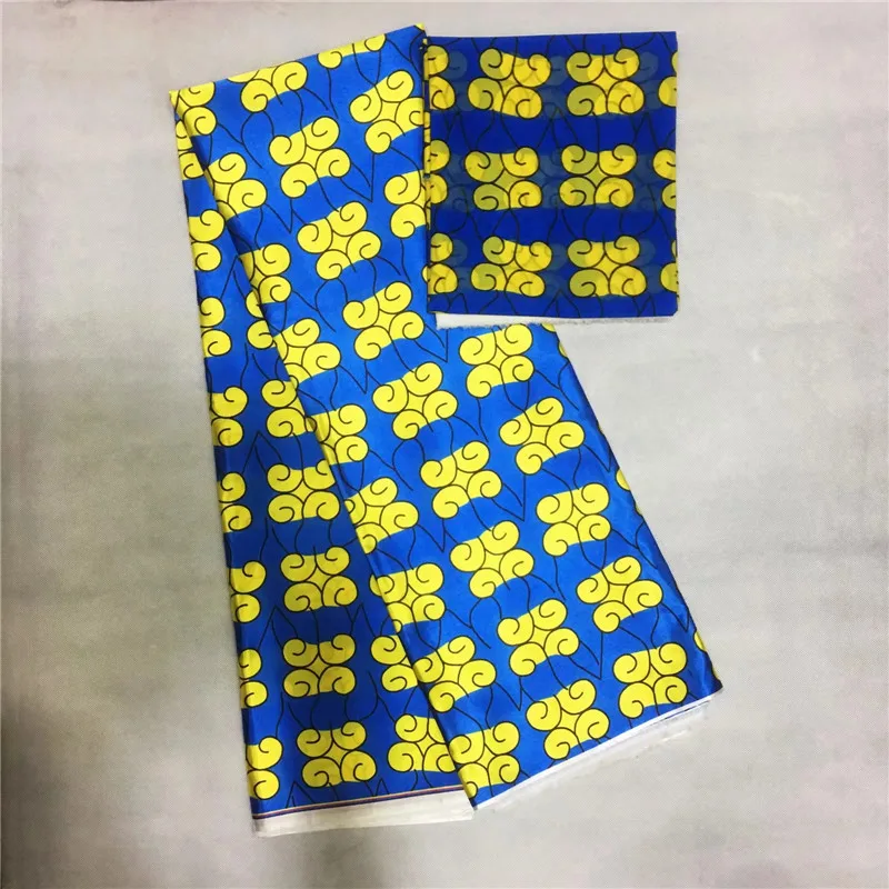 

African wax ribbon silk wax ankara 2019 satin fabric 4 yards audel/modell cotton fabric for dress +2 yards chiffon TJ022610