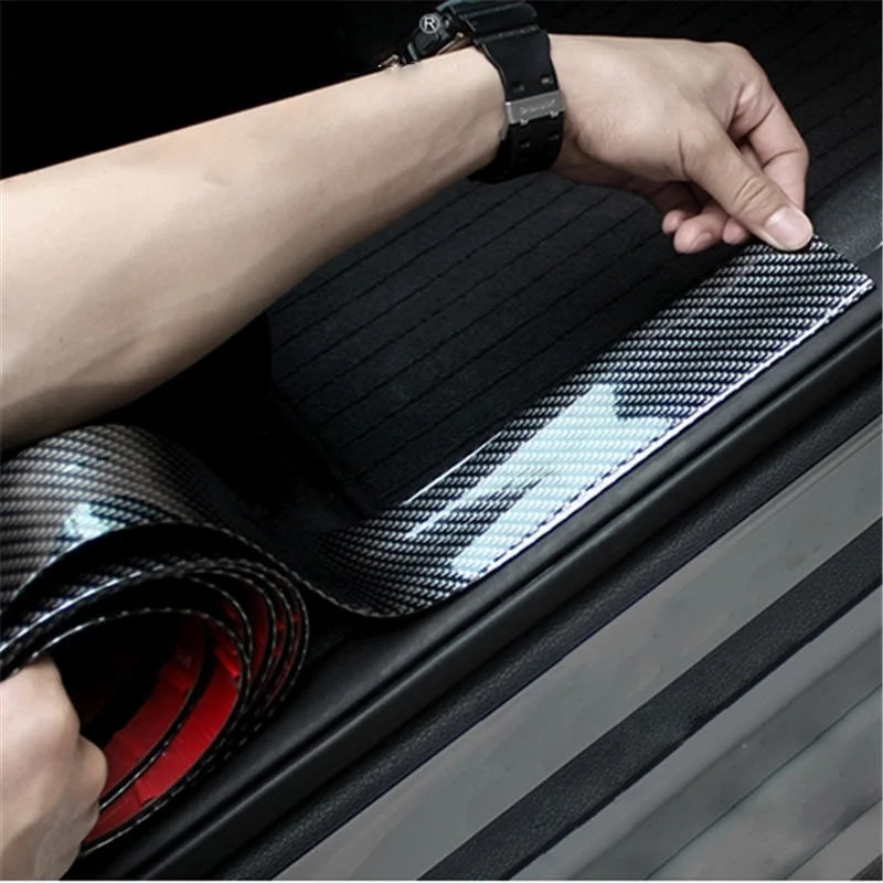 

1m Universal Car Stickers Carbon Fiber Rubber Styling Door Sill Protector Cover Anti Scratch for Car Suv Truck