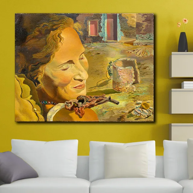 Portrait of Gala with Two Lamb Chops Balanced on Her Shoulder by Salvador Dalí 2