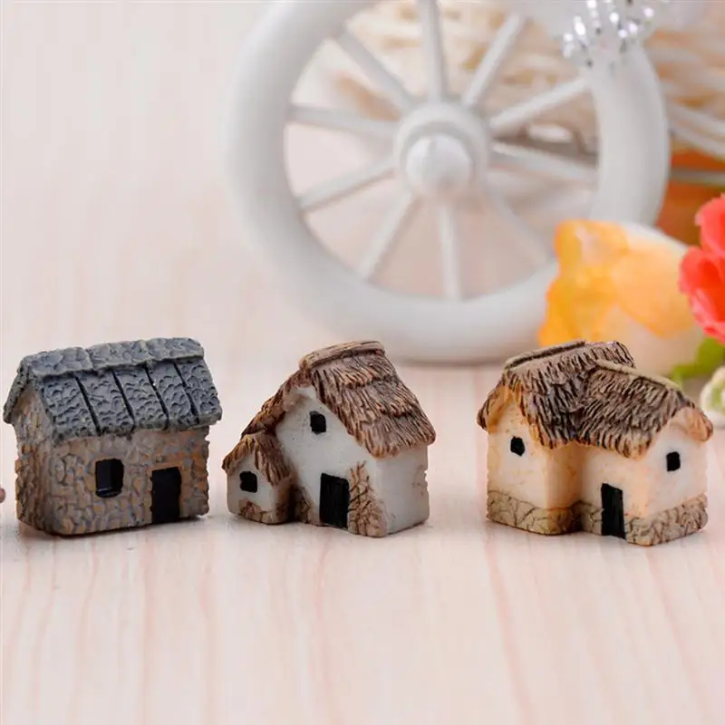 4 шт. миниатюрный садовый ландшафт микро деревенские каменные дома Thatched Huts DIY