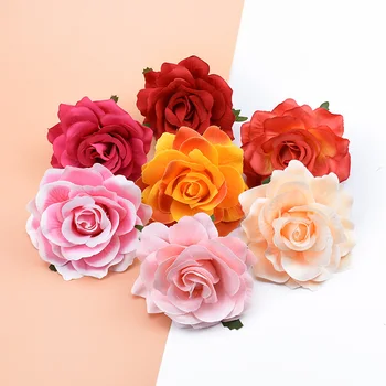 

10pcs Artificial flowers for home wedding decoration christmas wreath bride brooch diy Handmade gifts box silk roses flower wall