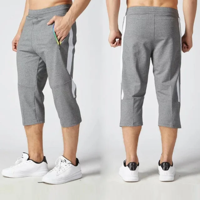 Men's 3/4 Running Pants Jogging Pants Gym Sport Cotton Zip Soccer