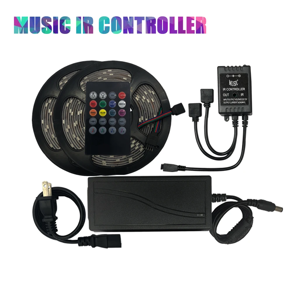 Светодиодный музыкальный ИК-контроллер 12 В постоянного тока, 20 клавиш, ИК-датчик звука, пульт дистанционного управления, 5050 RGB, Водонепроницаемый светодиодный светильник