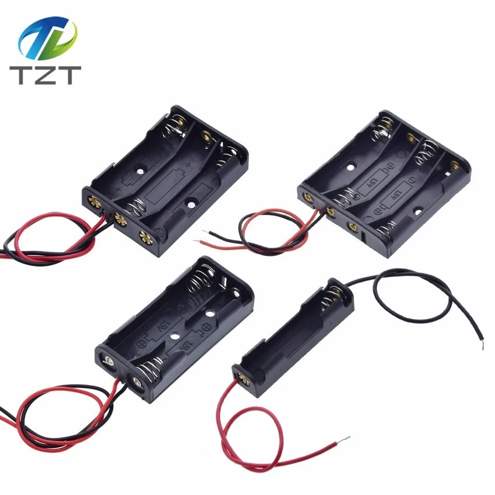 

TZT AA Size 7 Battery Storage Box Case Holder Leads With 1 2 3 4 Slots Container Bag DIY Standard Batteries Charging