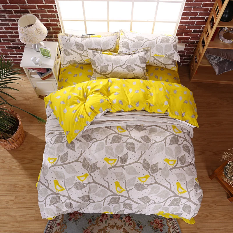 AB Double Sided,Bedding Set Duvet Cover Set Bed Sheet Yellow Cover Bed