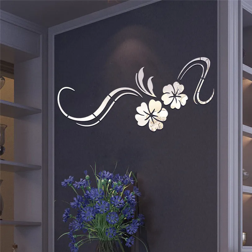 Plant 3D Acrylic Mirror Wall Stickers DIY Art Wall Decor Stickers Home Decor Living Room Mirrored Decorative Sticker 50MC25 (7)