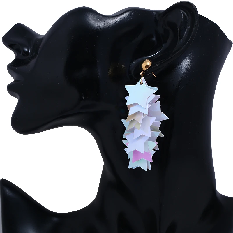 

Liuxsp Multi-color Splicing Acrylic sequins Long Drop Earrings Fashion Personality Female Party Accessories