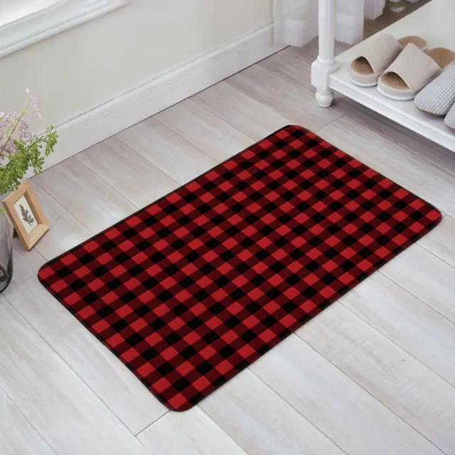 Charmhome Red Black Buffalo Check Plaid Pattern Doormat Home Charmhome Red Black Buffalo Check Plaid Pattern Doormat Home Bathroom Bedroom Mat Toilet Kitchen Floor Decor Rug Non Slip