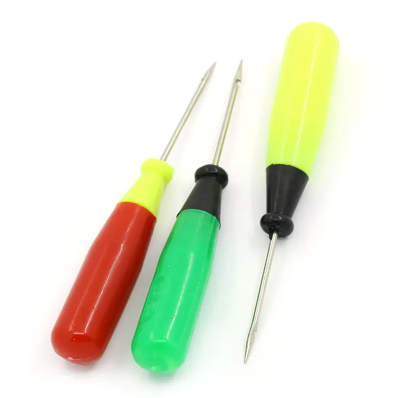 

2pcs Steel Stitcher Sewing Awl Shoes&bags Hole Hook DIY Handmade Leather Tool Plastic Handle Cone Needle Shoe Repair Needles