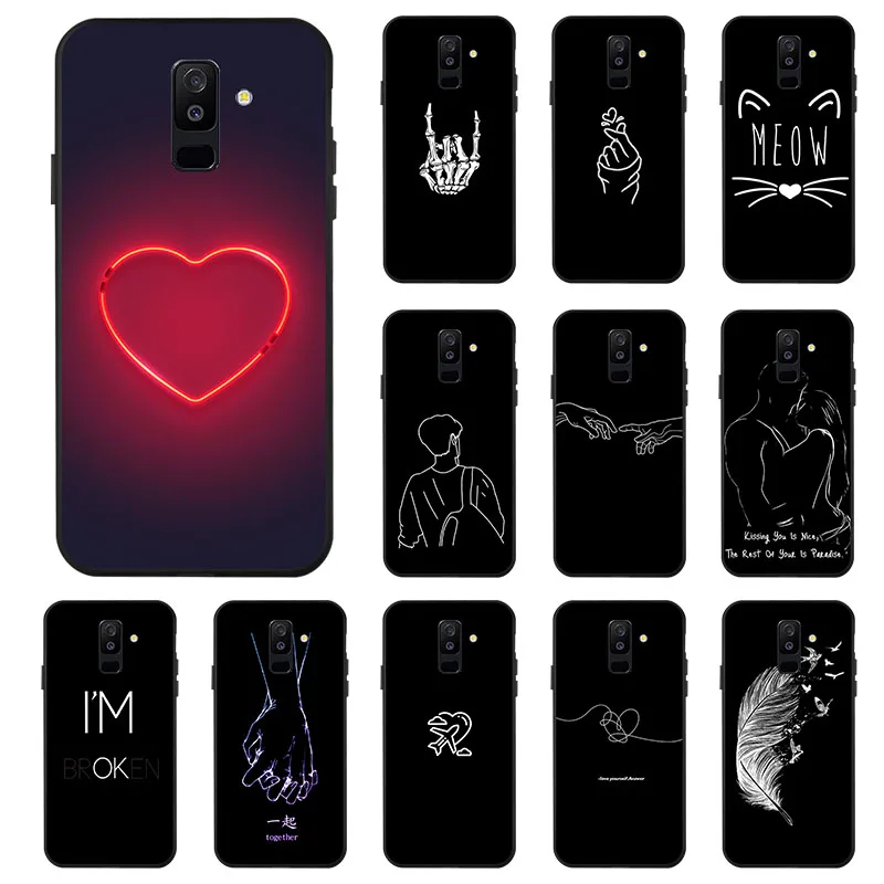 

For Samsung Galaxy A6 Plus 2018 Case Cover Phone Black TPU Soft Silicone Case For Samsung A6 A 6 plus 2018 Case Protective Coque