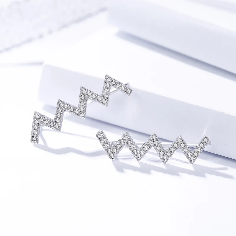 

Genuine 925 sterling silver jewelry simple wave-shaped ear clip with no earhole ear jewelry fashion accessories customization