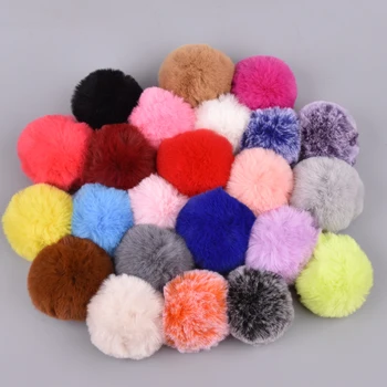 

9CM Faux Fur PomPom DIY KeyChain Rabbit Hair Bulb Bag pom pom Ball key chain Pendant poret clef for DIY