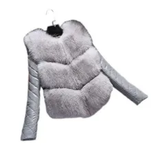 Новая осенне-зимняя высококачественная куртка из искусственной кожи, Женское пальто, Короткая Меховая шуба из лисы, Женская куртка из хлопка