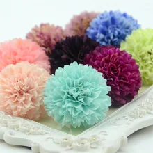 30 шт. 5 см Искусственный цветок из шелка цветок гвоздики голова Свадебная вечеринка украшение дома DIY ВЕНОК скрапбук Подарочная коробка ремесло