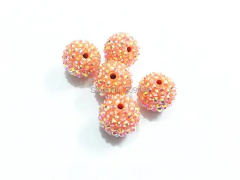 

Spring Color Rhiestone ! 20MM 100pcs/lot Pastel Spring Coral Solid With AB Rhinestone Chunky Beads