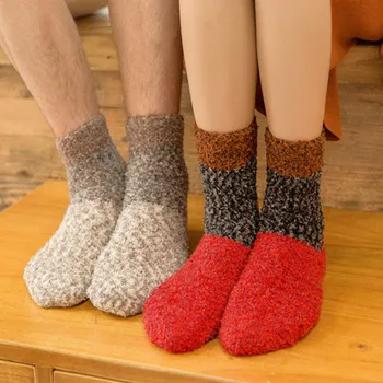 

2019 winter socks Women Cotton funny socks Thicker Anti-slip Coral fleece Floor Carpet Socks calcetines mujer