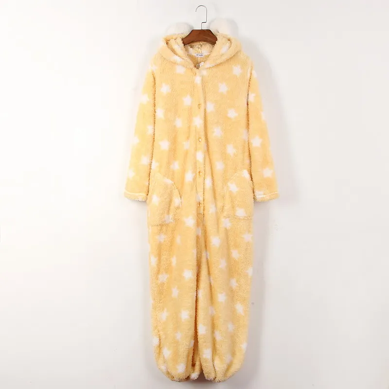 

2019 woman winter sleepwear jumpsuit girls kawaii star pajamas long-sleeve onesie ear face hoodie party customes