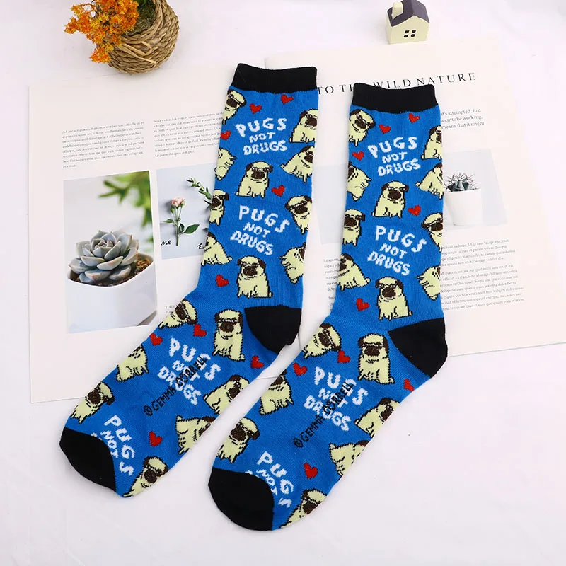 Модные счастливые носки, хлопковые мягкие носки, красивые носки с изображением пингвина, собаки, забавные носки для мужчин, женщин, девушек, художественные носки