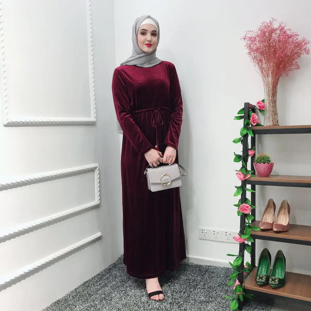 Модные велюровые мусульманские платья и абайя для женщин платье "Рамадан" bangladesh Robe marocaine caftan с кисточкой