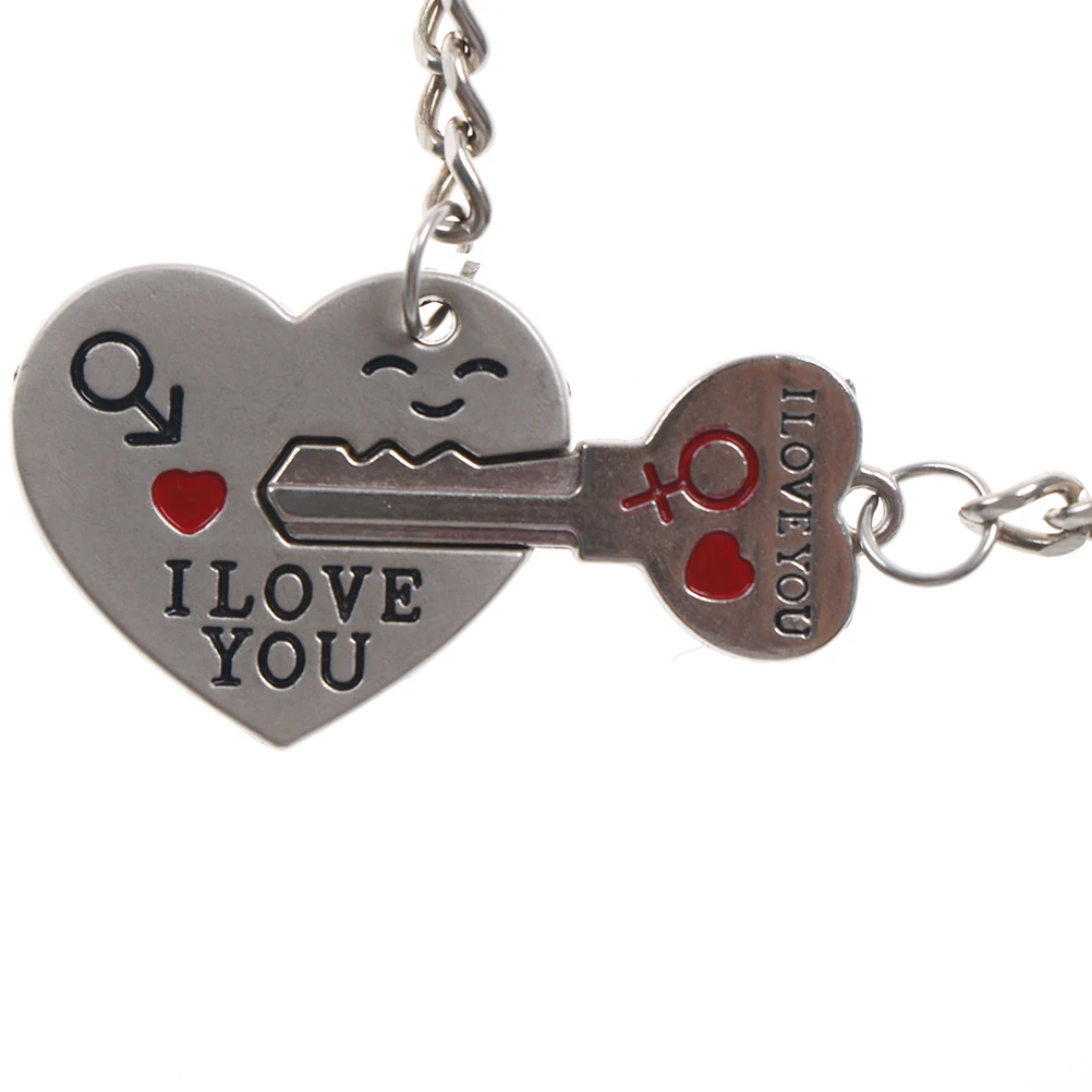 Couple Keychain Love Heart Key Chains Trinket Lock Keyring Women Bag Key ring Jewelryin Key