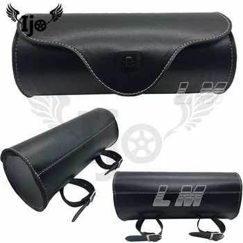 

Ijo Black Motorcycle Saddlebag Side Bag PU Leather Roll Barrel Tool Bag Motorbike Saddle Bag for Harley Sportster Touring