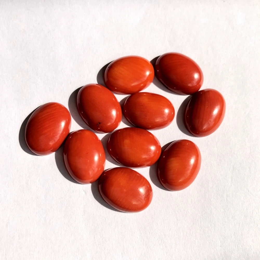 Натуральный Оранжевый Красный Коралл бисера кабошон ювелирные изделия кольцо лицо 3 шт./лот 12x16 мм Овальный драгоценный камень бусины Кабошоны