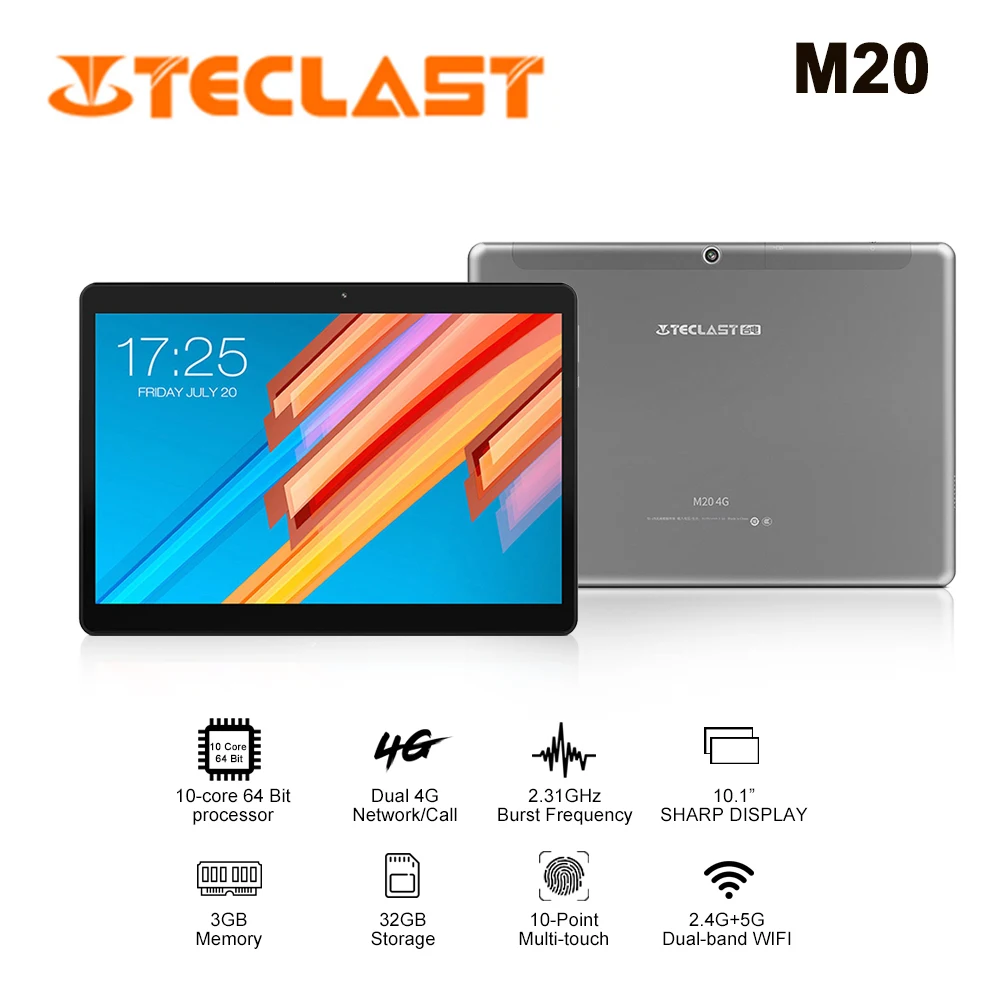 Teclast M20 4G планшетный ПК Android 8 0 MT6797 X23 Deca Core 4 Гб 64 rom 10 1 дюймов фаблет Двойные камеры
