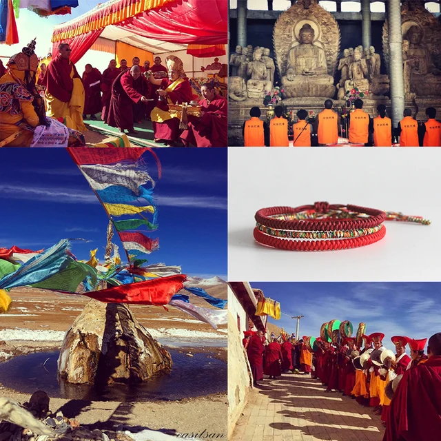Bracelet Bouddhiste Tibétain - Rouge Et Jaune