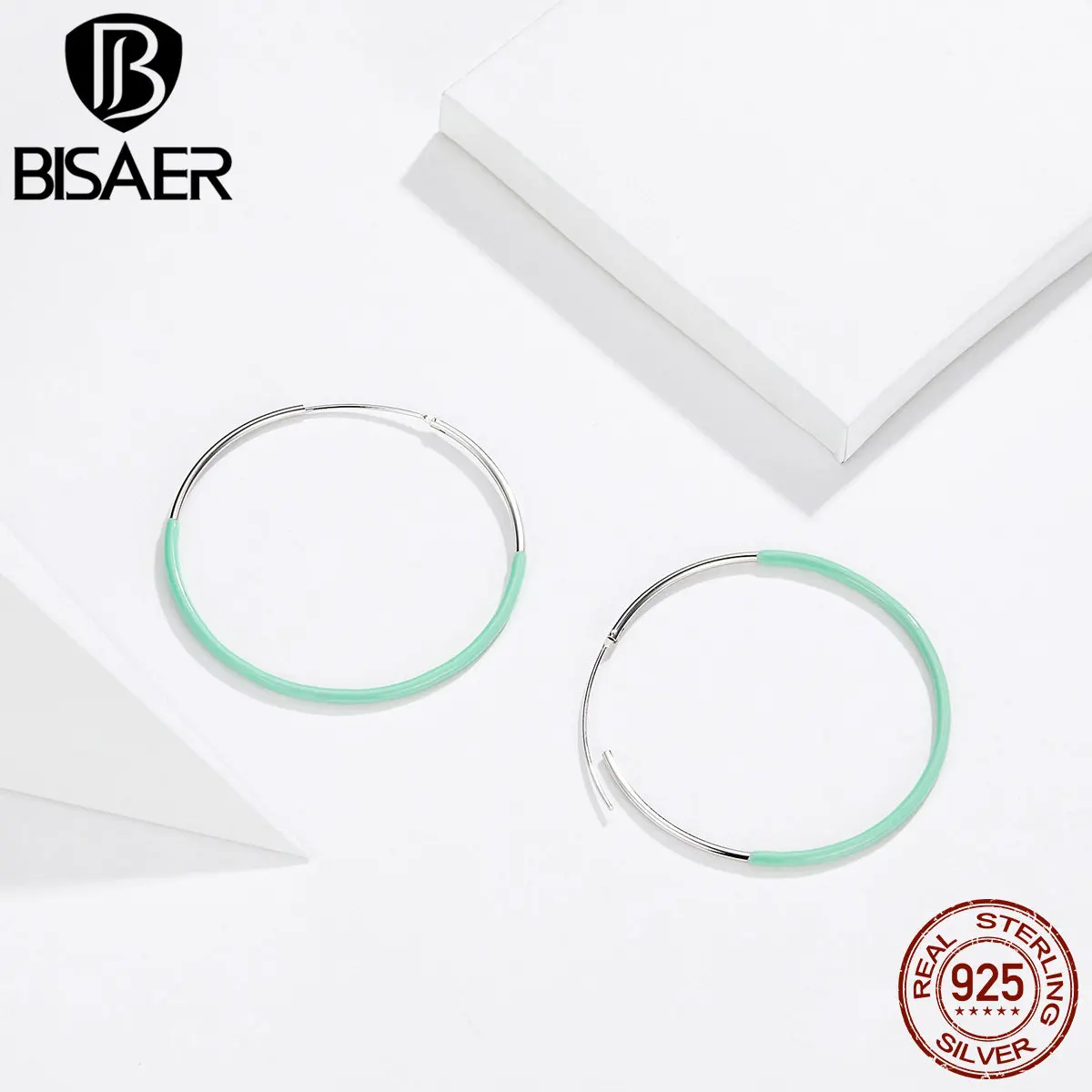 BISAER серьги-гвоздики круглой формы простые Клипсы из натуральной 925 пробы серебряные ювелирные изделия для женщин подарок высокое качество HVE141