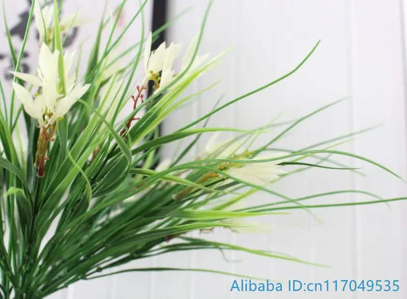 1 шт. Искусственный пластик белые цветы зеленые длинные листья трава растение для украшения дома F372