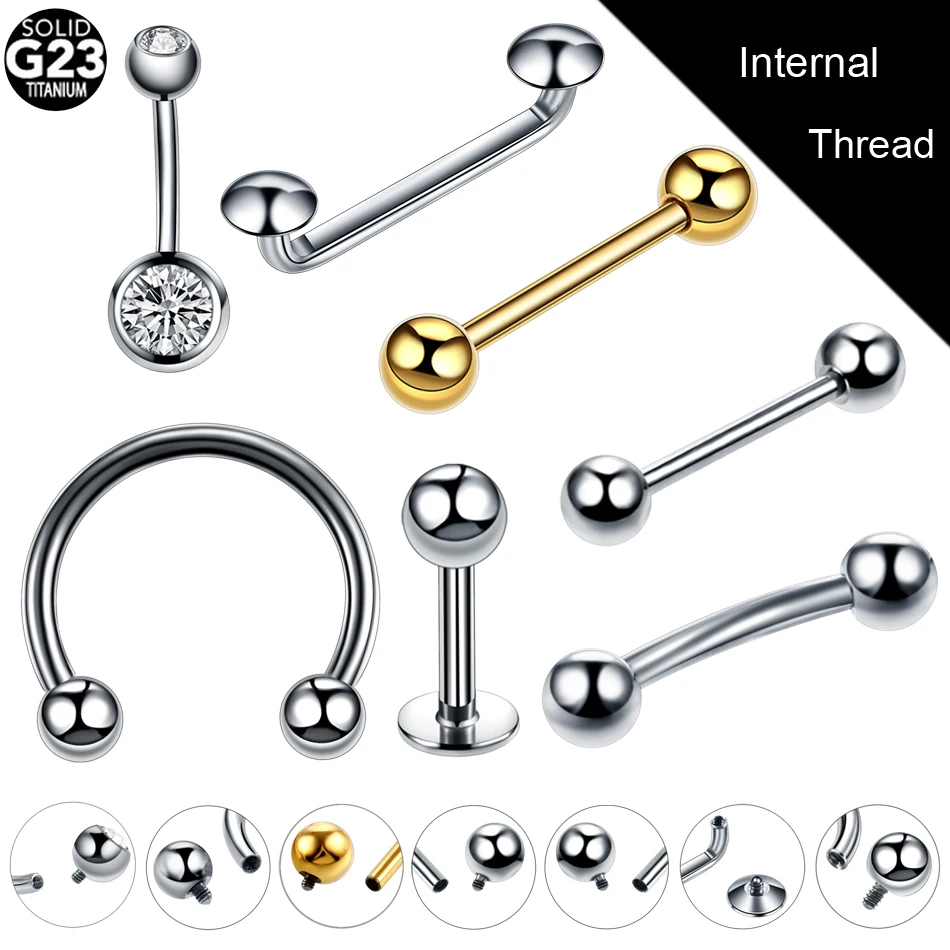 

1PC G23 Titanium Internal Thread Nose Hoop Rings Daith Rook Ear Septum Lip Tongue Eyebrow Belly Nipple Piercings Body Jewelry