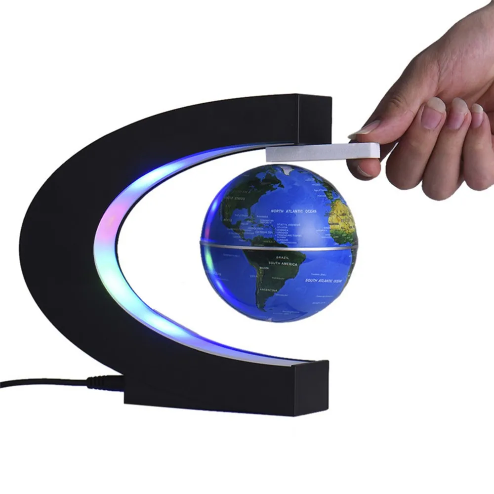 

Floating Globe Antigravity LED Night Light C Shape Black Blue LED World Map Home Decor Electronic Magnetic Levitation Best Gift