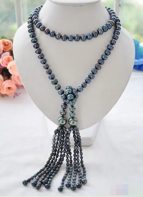 

song voge gem nanJ0258 peacock black round freshwater pearl necklace