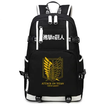 

Anime Attack on Titan Cosplay Student School Bags Teenager Laptop Backpacks Boy Cartoon Rucksack Children Large Canvas Schoolbag
