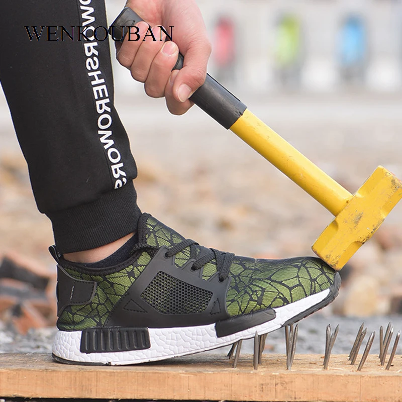 

Man Safety Shoes Male Work Safety Boots Outdoor Steel Toe Protective Men Fashion Sneaker Anti-slip Construction Safety Boots