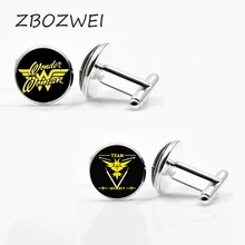 ZBOZWEI 2018 New Personalized Wonder Woman Cufflinks Wonder Woman Jewelery Super Hero Cufflinks Glass Dome Cufflinks gift new dc wonder woman super hero girl high school model building block brick toy 41232 wonder woman compatible legoes gift kid set